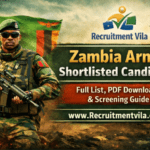 Zambia Army Shortlisted Candidate