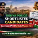 Kenya Police Shortlisted Candidates