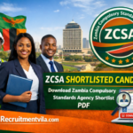 ZCSA Shortlisted Candidates